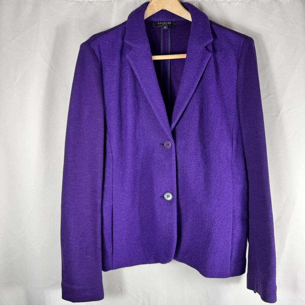 Talbots Purple Wool Blend Blazer Jacket Women’s 16P Petite Career Heritage